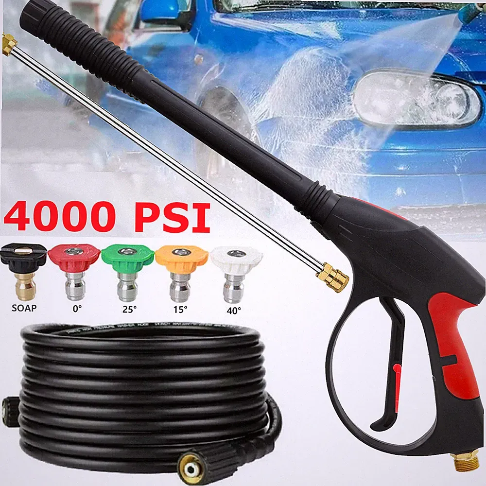 High Pressure 4000PSI Car Power Washer Gun Spray Wand Lance Nozzle and Hose Set