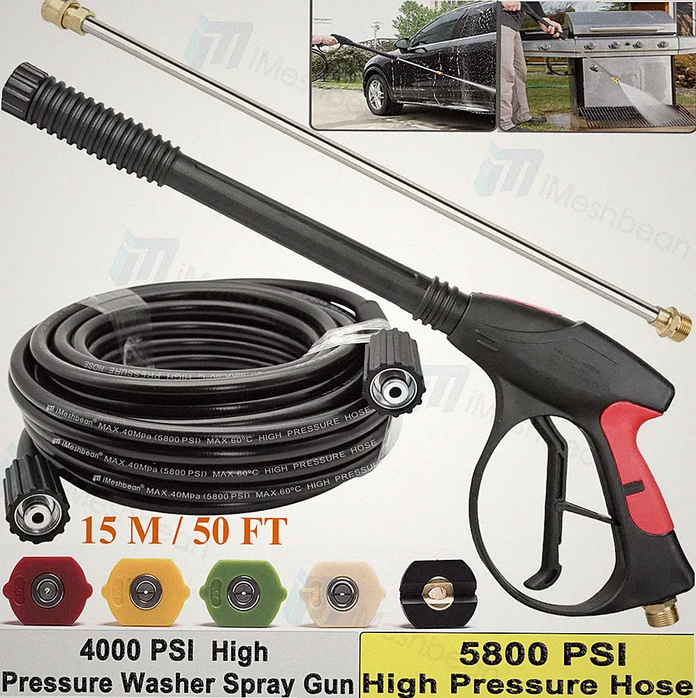 High Pressure 4000PSI Car Power Washer Gun Spray Wand Lance Nozzle Hose Kit M22