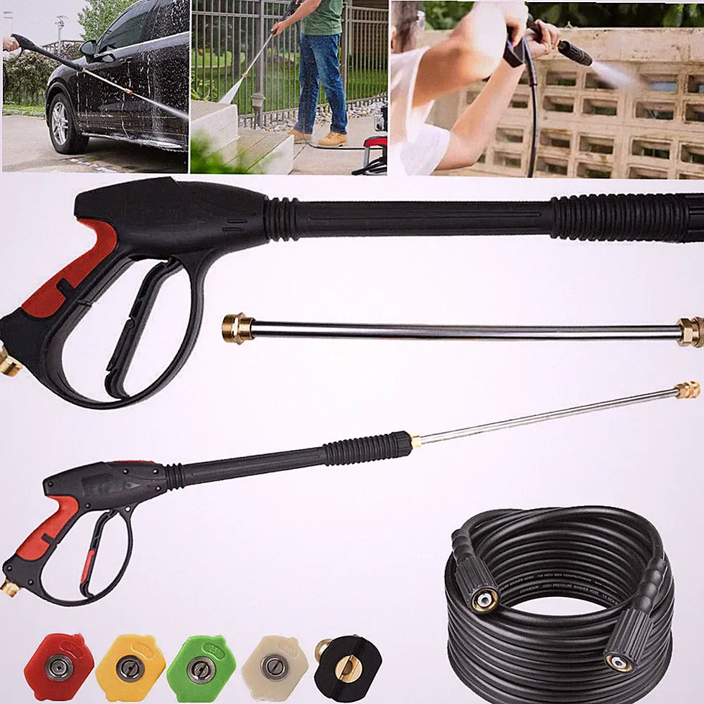High Pressure 4000PSI Car Power Washer Gun Spray Wand Lance Nozzle Hose M22 14mm