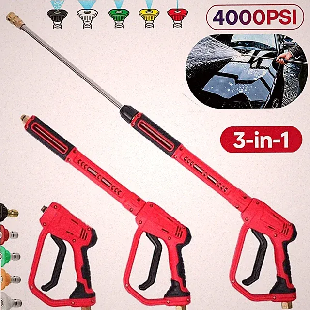 High Pressure 4000PSI Car Power Washer Gun Spray Wand Lance With Nozzle Kit