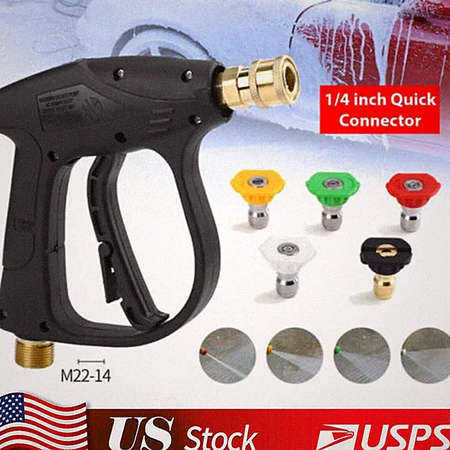 High pressure 4350 PSI car power washing gun+5 nozzles M22-14 hose connector