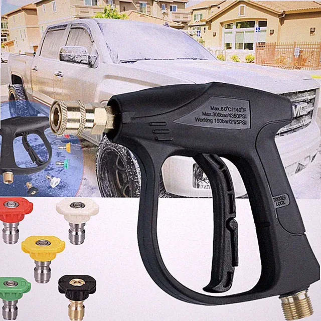 High pressure 4350 PSI car power washing gun+nozzles， M22-14 hose connector