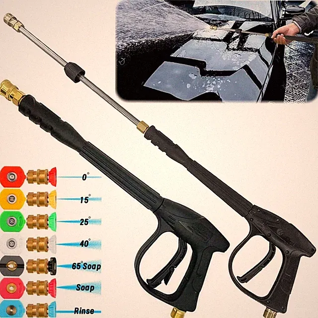 High Pressure 5800PSI Car Power Washer Gun Spray Wand Lance 7 Nozzle Tool 1/4"