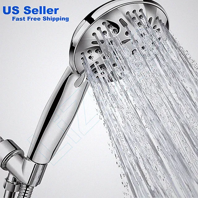 High Pressure 9-Settings Shower Head Handheld Bathroom Shower Sprayer With Hose