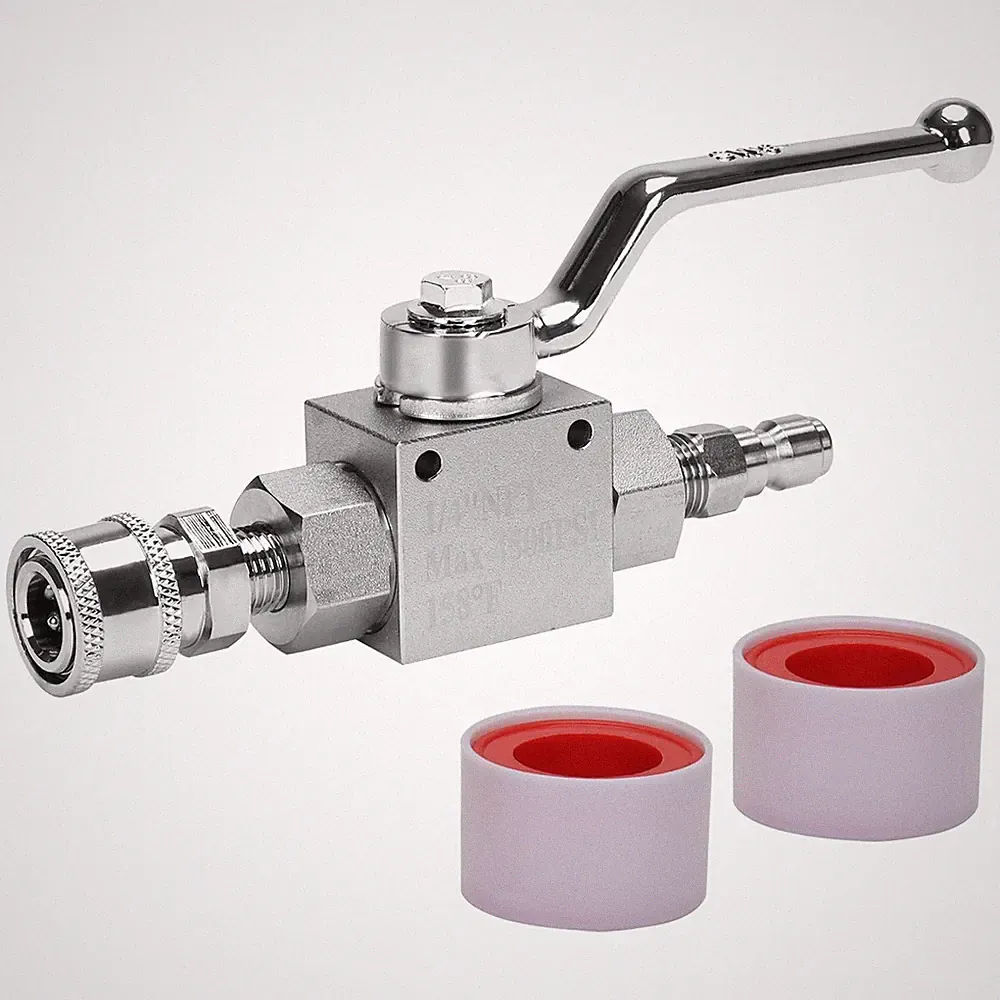 High Pressure Ball Valve Kit 1/4 Inch Quick Connect for Power Washer Hose, 45...