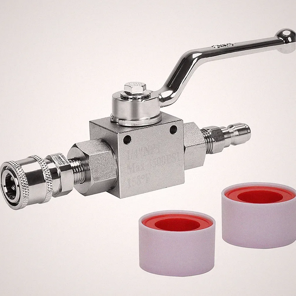 High Pressure Ball Valve Kit 1/4 Inch Quick Connect Power Washer Hose 4500 PSI