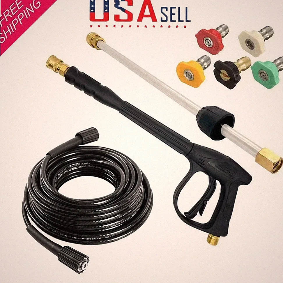 High Pressure Car Power Washer 4000PSI Gun Spray Wand Lance Nozzle and Hose Kit