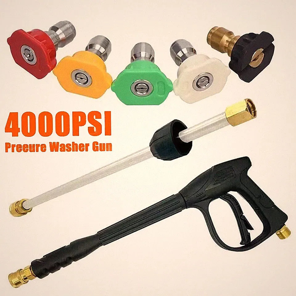 High Pressure Car Power Washer Gun 4000PSI Spray Wand Lance Nozzle and Hose Kit