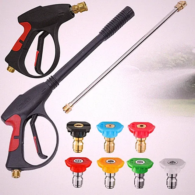 High Pressure Car Power Washer Spray Gun Wand Lance Nozzle Tips Kit 4000PSI...