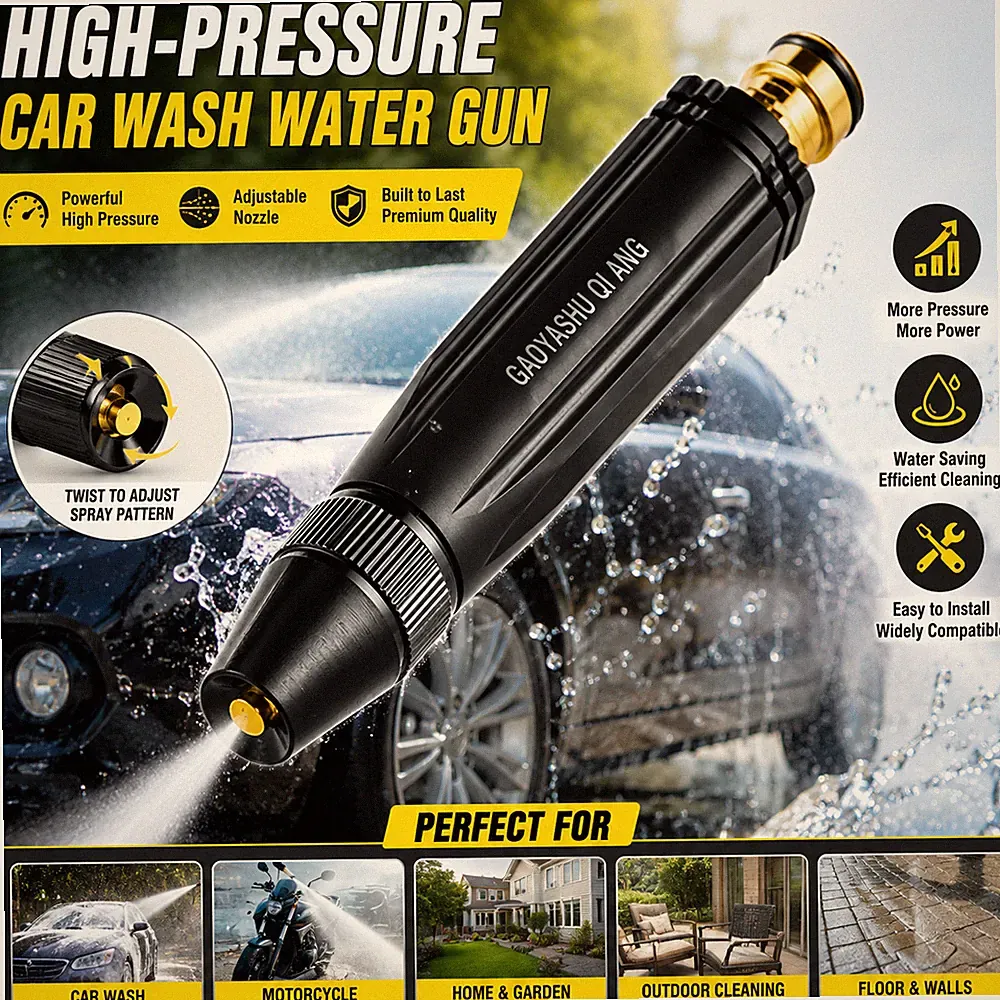 High-Pressure Car Wash Water Gun Adjustable Nozzle Powerful Sprayer for Car Wash