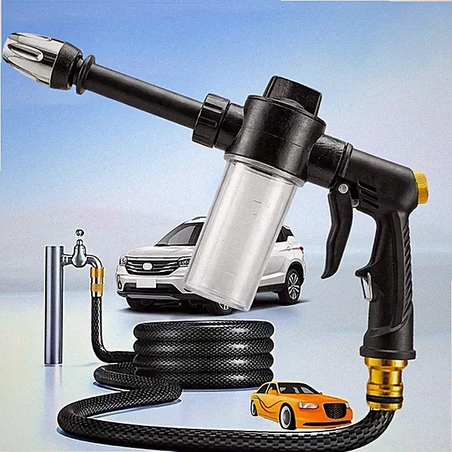 High Pressure Car Washing Spray Gun with Foam Bottle – Multi-Function Water Gun