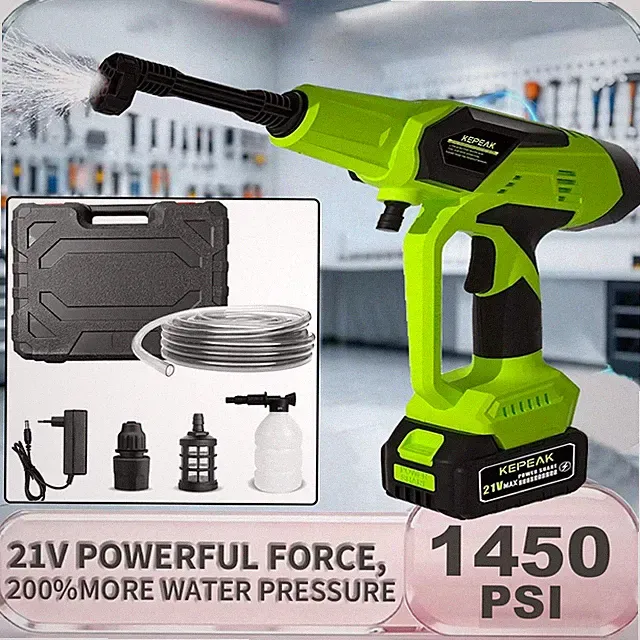 High Pressure Electric Car Washer Water Gun 1450PSI Brushless Portable Water Gun