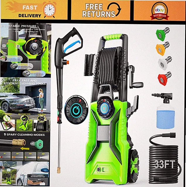 High-Pressure Electric Washer 5000 PSI, 3.9 GPM, Foam Cannon, 4 Nozzles, 33FT Ho