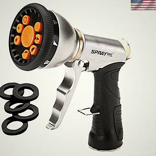 High Pressure Garden Hose Nozzle, Heavy Duty Metal Water Hose Sprayer with 9...