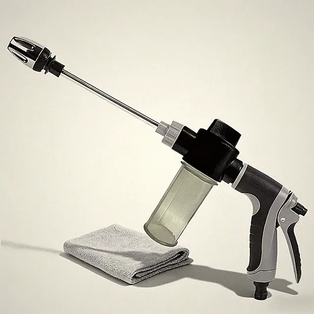 High Pressure Garden Hose Nozzle Sprayer with Plastic Soap Foam Dispenser Bot...