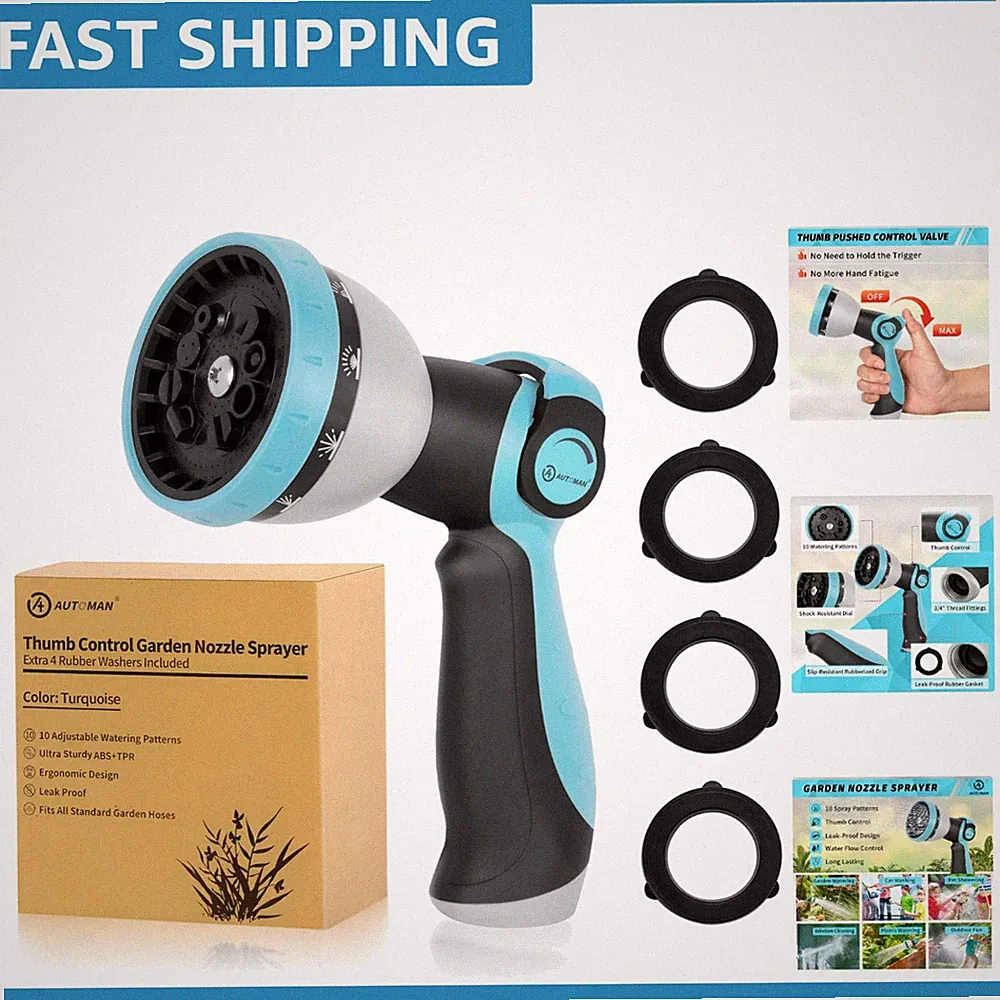 High-Pressure Garden Hose Nozzle with 3 Washers - Durable Metal Design