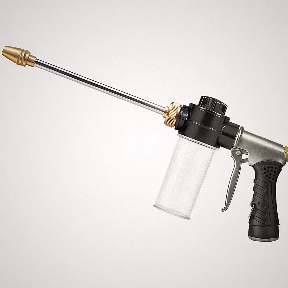High-Pressure Hose Nozzle Gun with 100cc Soap Dispenser, Metal Car Wash Spray...