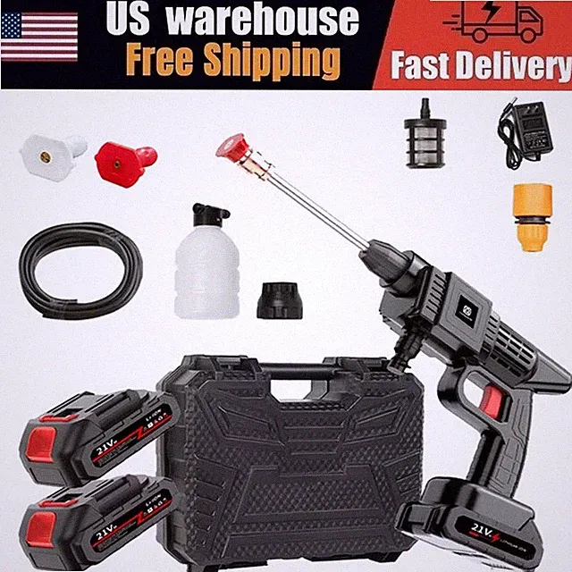 High-pressure Line Cleaning Machine w/ Battery & Foam Nozzle For Car Yard Garden