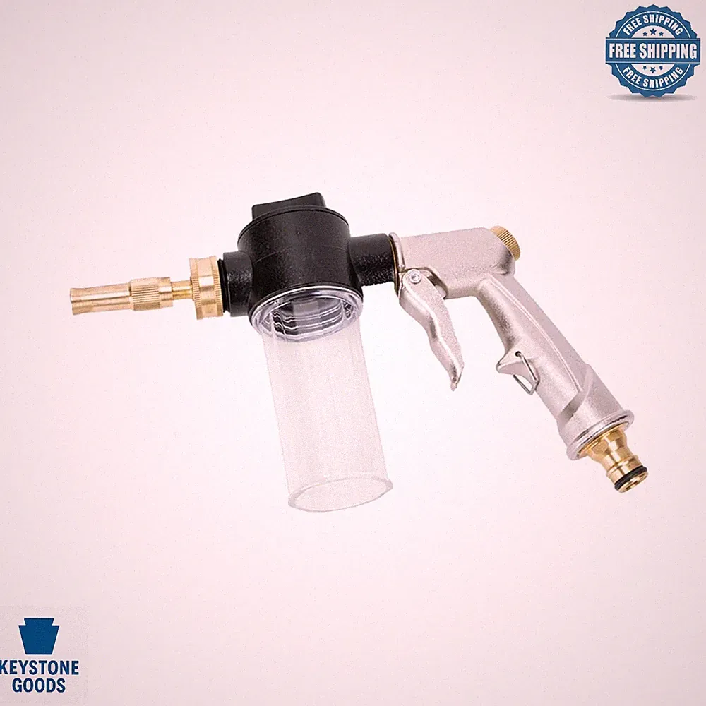 High-Pressure Metal Car Wash Foam Gun with Adjustable Nozzle & Soap Dispenser
