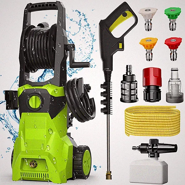 High Pressure Power Washer Portable Electric Cleaner Machine w/ 4 Nozzles & Hose