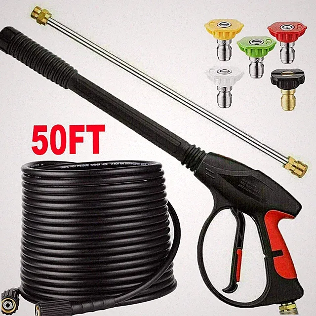 High Pressure Power Washer Spray Gun Wand Lance 1/4'' Nozzle Tips Hose Kit M22