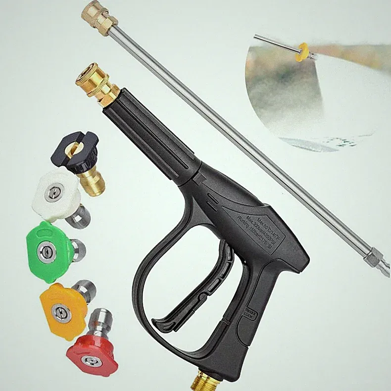 High Pressure Power Washer Spray Gun + Wand Lance and 5 Nozzles Tips Kit 4000PSI