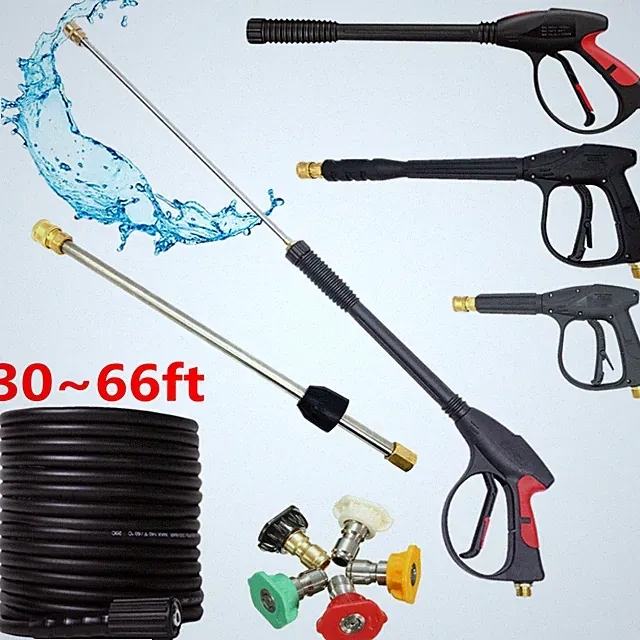 High Pressure Power Washer Spray Gun Wand Lance & Nozzle Tips Kit 4000PSI M22