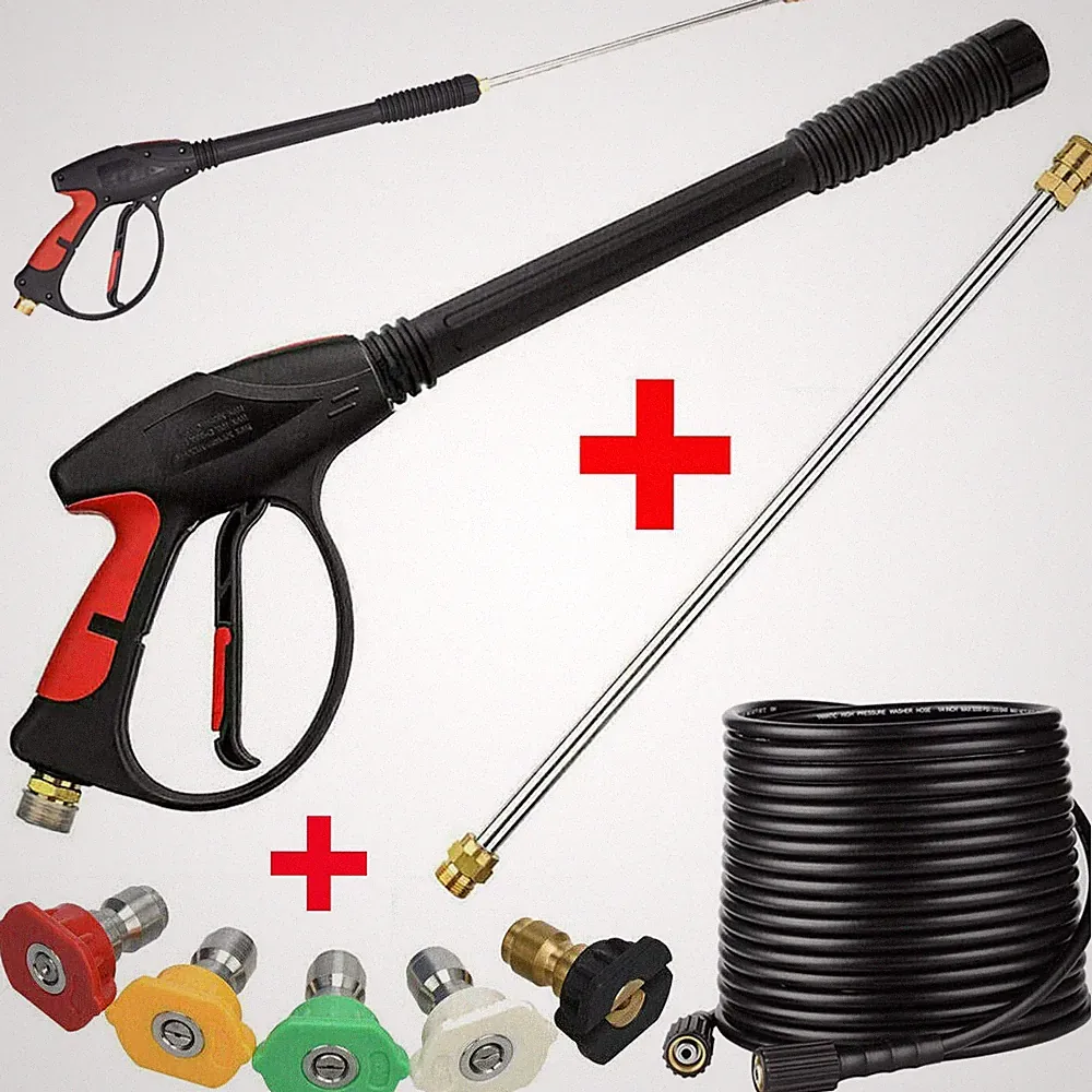 High Pressure Power Washer Spray Gun Wand Lance w/ Nozzle Tips 30FT Hose Kit M22