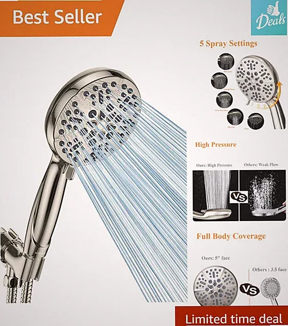 High-Pressure Shower Experience: 5 Settings, Adjustable Bracket & Finish