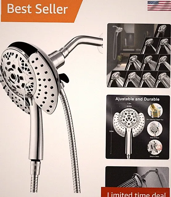 High Pressure Shower Head with Handheld 2-IN-1 Rainfall Waterfall Shower