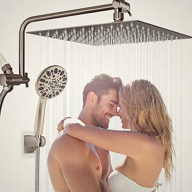 High Pressure Showerhead Combo,12'' All Metal Rainfall Shower Head with Handheld