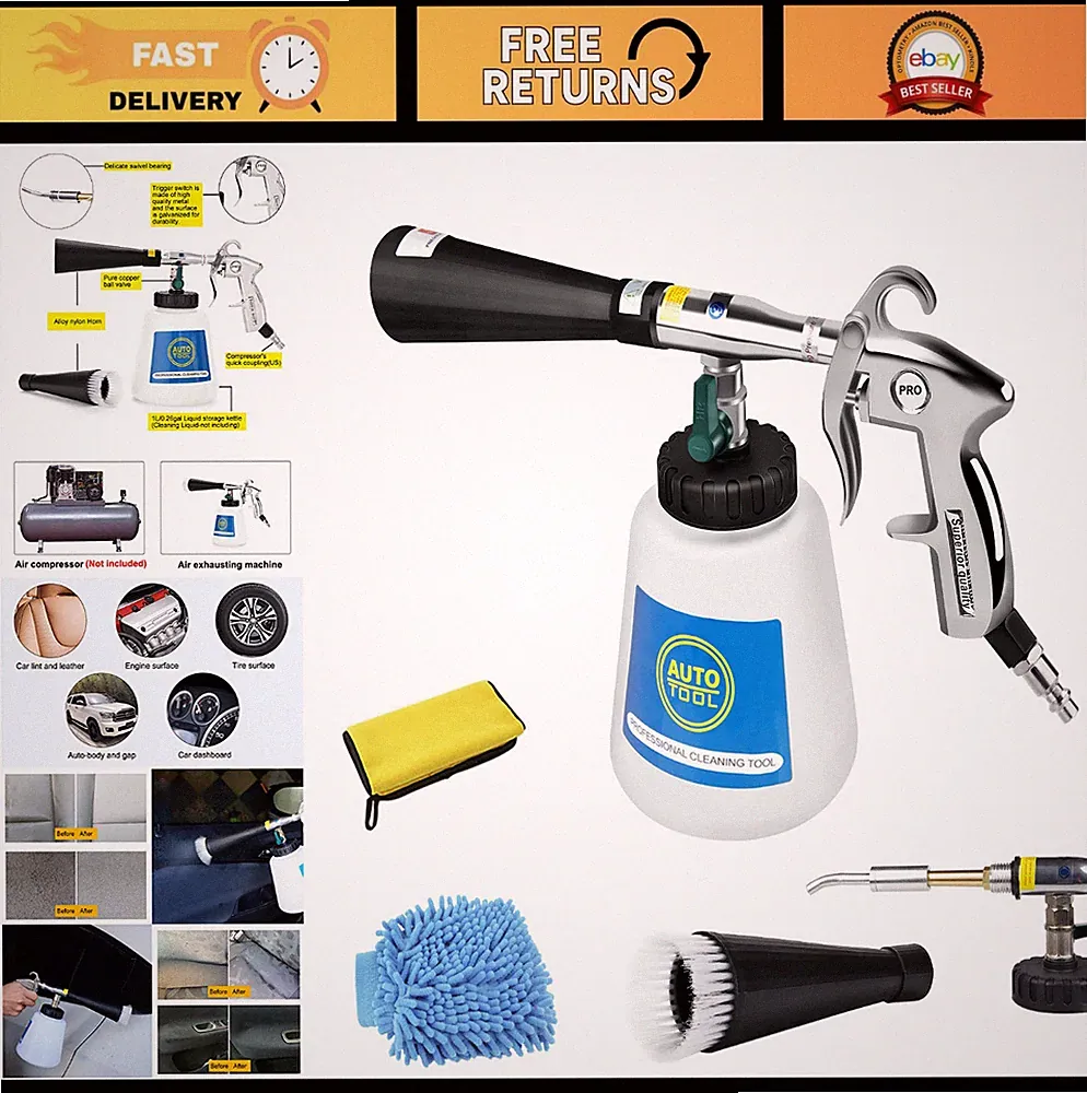 High Pressure Turbo Car Cleaning Gun - Tornado Spray Nozzle for Auto Detailing