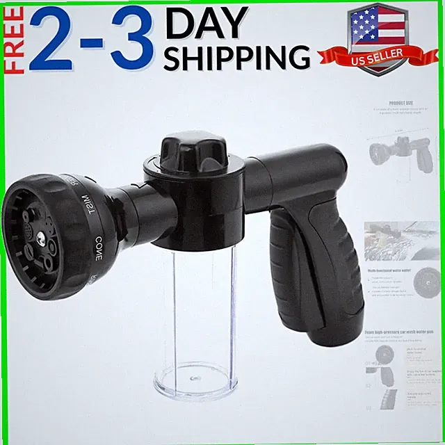 High Pressure Vehicle Wash Soap Sprayer with 8 Adjustable Watering Patterns,...