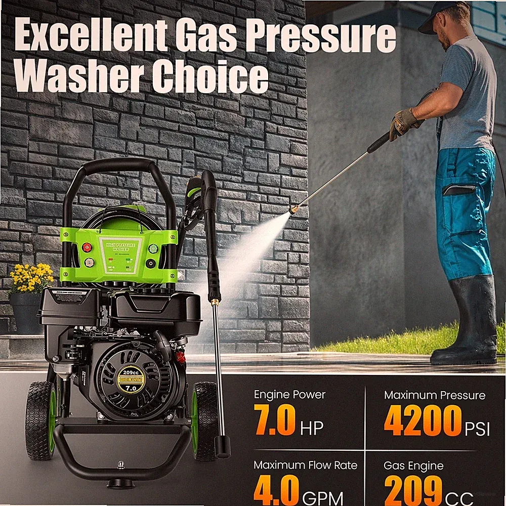 High Pressure Washer 4200 PSI Commercial Gas Power Cleaner with Swivel Joint