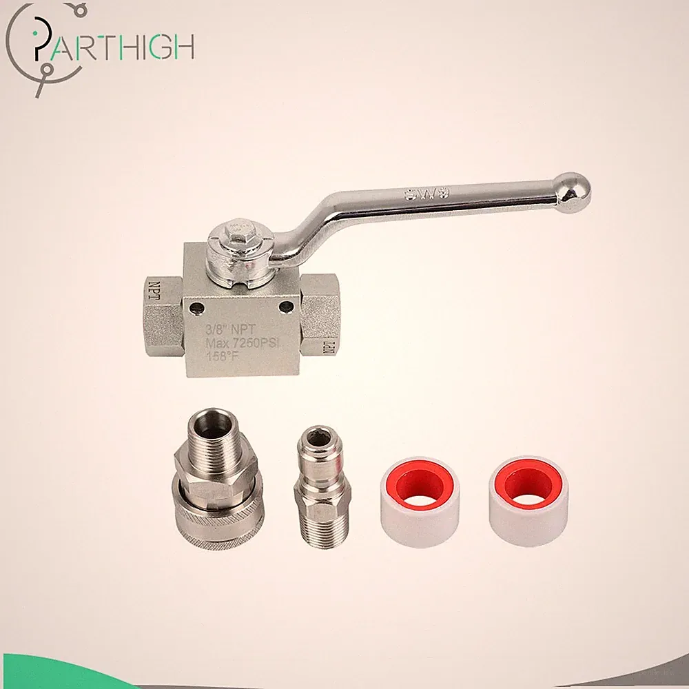 High Pressure Washer Ball Valve Kit SS for Power Washer Hose 3/8" Quick 7250PSI