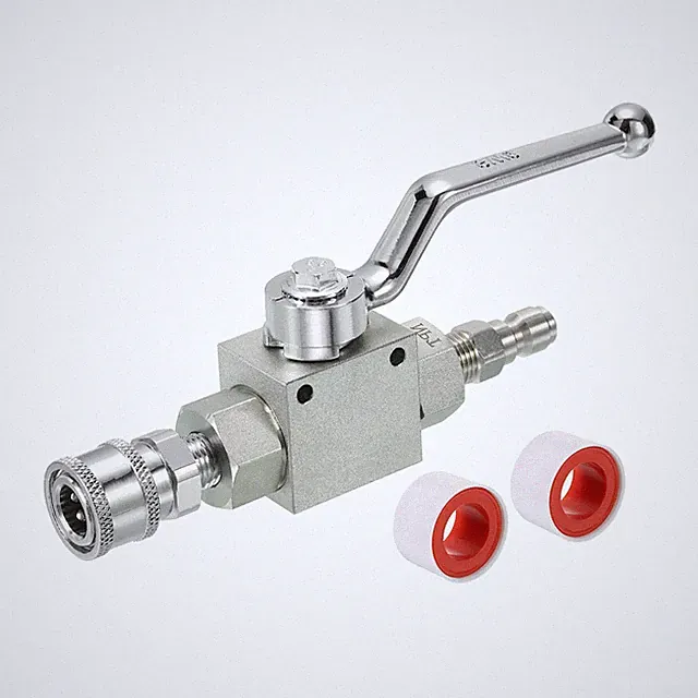 High Pressure Washer Ball Valve Kit Steel Washer Hose w Tapes 1/4"