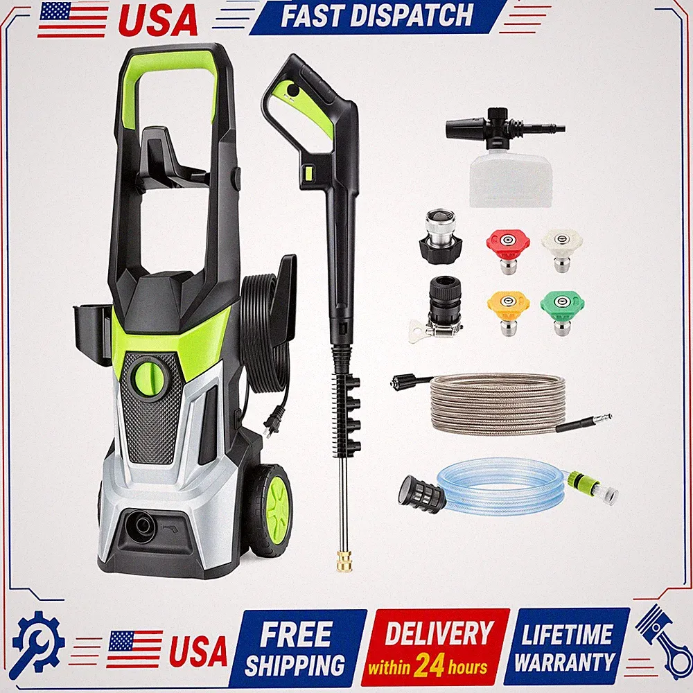 High Pressure Washer Electric 1740PSI 2.6GPM Cleaning Machine for Driveway Deck