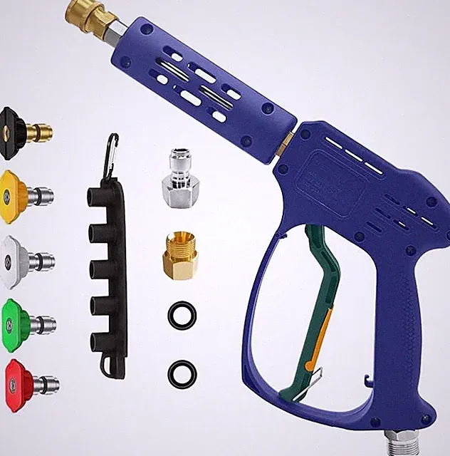 High Pressure Washer Gun, 3/8" Quick Connect, Indigo | 5 Nozzles, M22 14mm/15mm