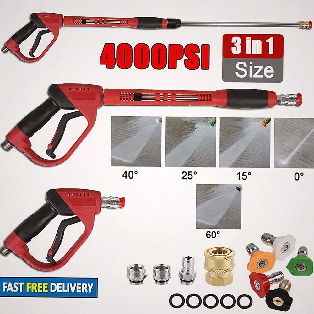 High Pressure Washer Gun 4000 PSI Car Wash Foam Spray Short Wand with 5 Nozzle