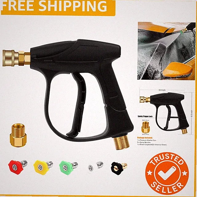 High Pressure Washer Gun 4350PSI, Car Washer Gun with 5 Nozzles and M 22 Bras...
