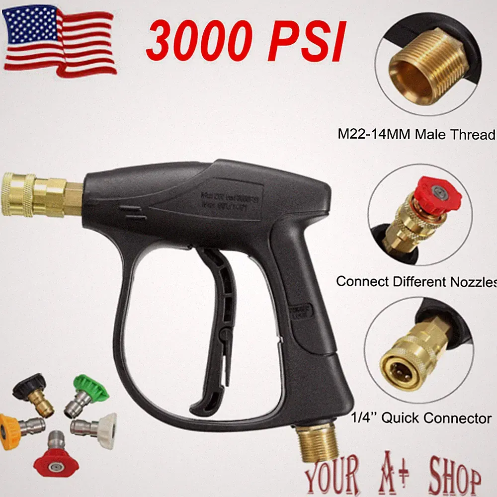High Pressure Washer Gun Car Yard Foam Spray Short Wand Nozzle Power 3000 PSI