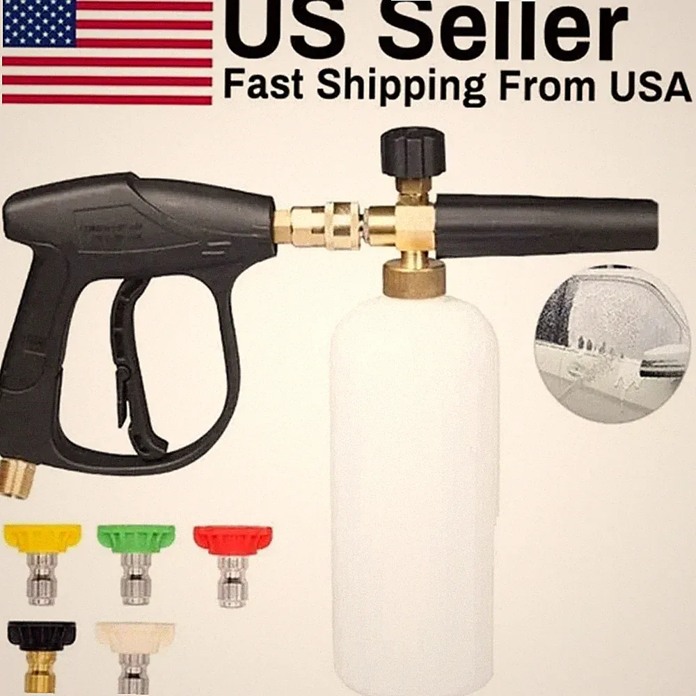 High Pressure Washer Gun+Snow Foam Cannon Set Aluminum Material Spray Gun PA Foa