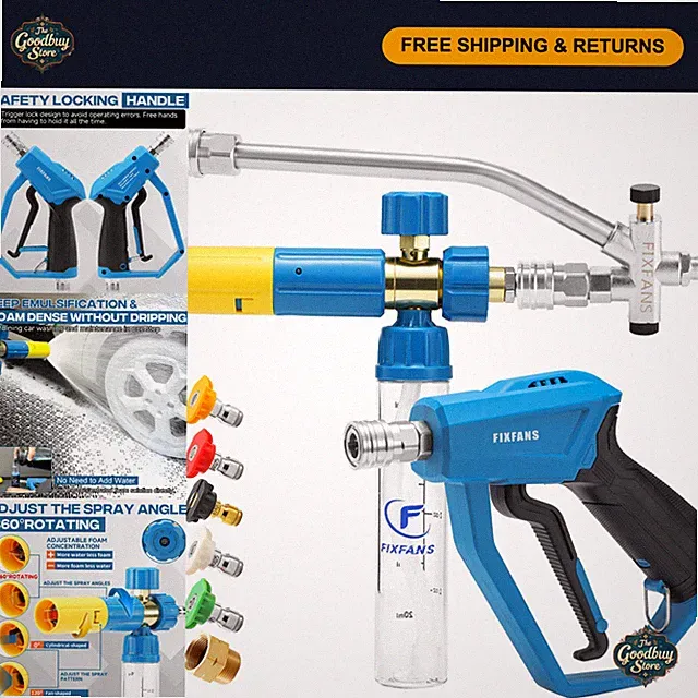 High-Pressure Washer Gun with Mini Foam Cannon & Dual Connector Accessory
