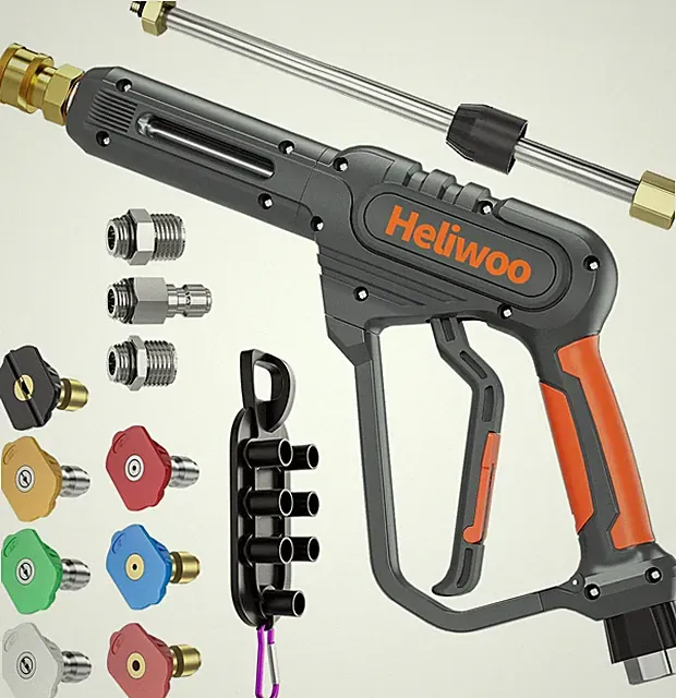 High Pressure Washer Gun with Swivel Ends, Power Washer Gun with M22 14Mm & 15Mm