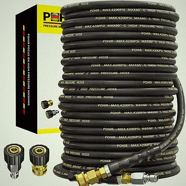 High Pressure Washer Hose 100FT, 4200 PSI - 2pcs QC Adapters
