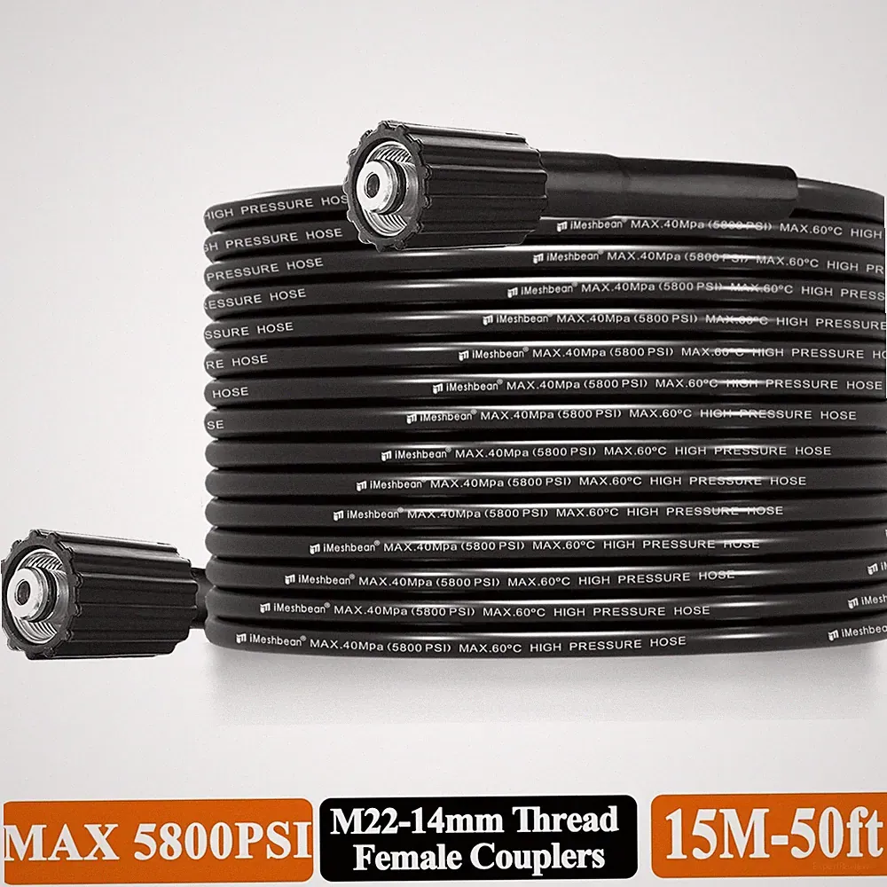 High Pressure Washer Hose 15M/50ft 5800PSI M22-14mm Power Washer Extension Cable