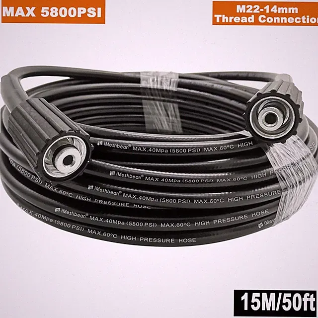 High Pressure Washer Hose 15m/50ft 5800PSI M22-14mm Power Washer Extension Tube