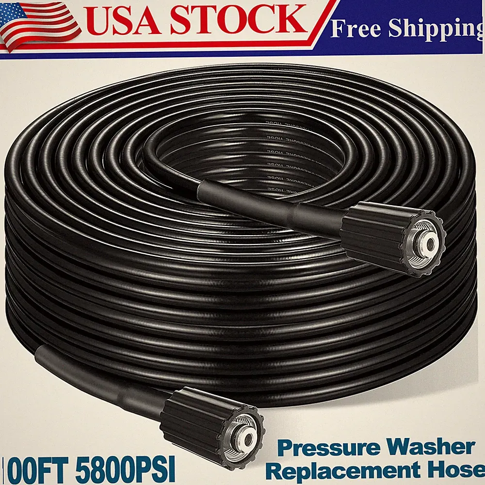 High Pressure Washer Hose 25-100ft 5800PSI M22-14mm Power Washer Extension Tube