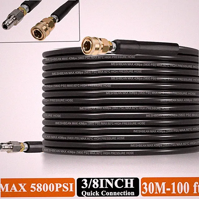 High Pressure Washer Hose 25/50/100' 5800PSI 3/8" QC Power Washer Extension Tube