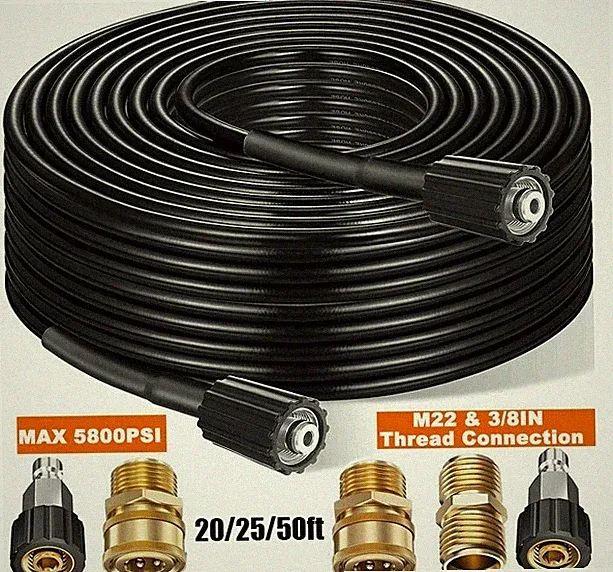 High Pressure Washer Hose 25/50/100ft 5800PSI M22 Power Washer Extension Hose
